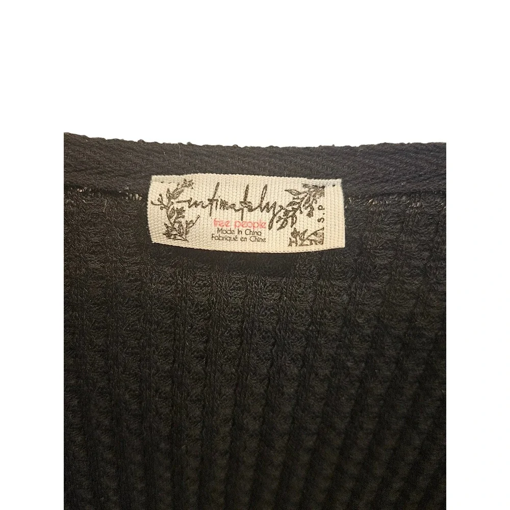 Free People Kickback Fall Black Waffle Knit Slouchy Harem Jumpsuit SPOB807534